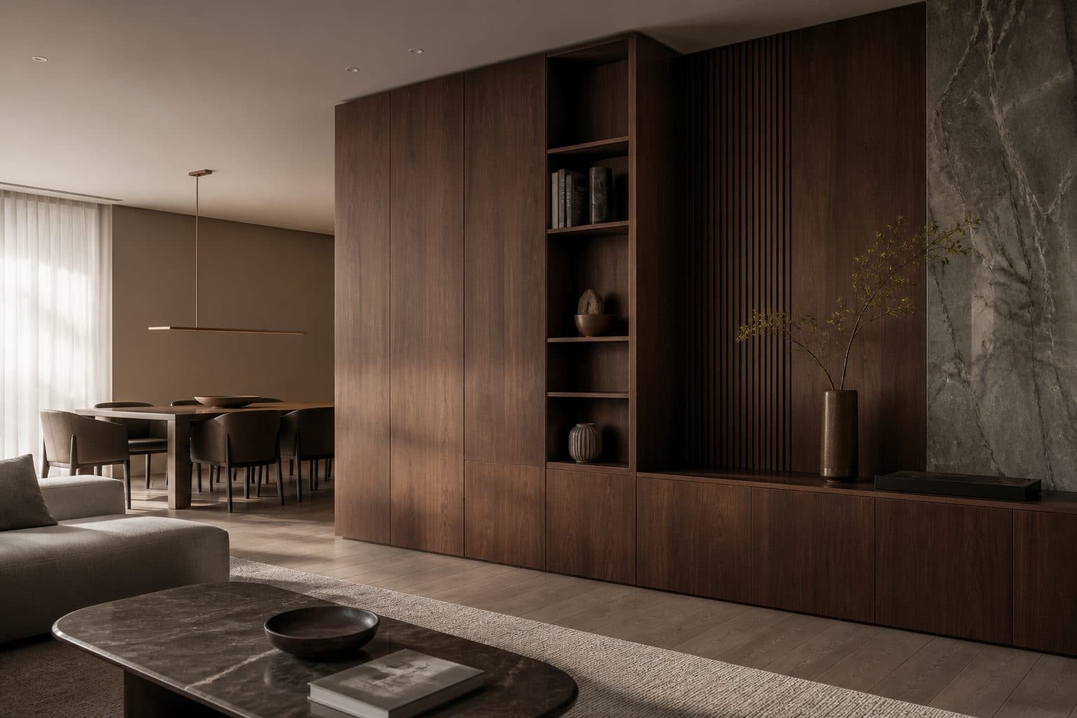 Ambiente residencial com marcenaria sob medida